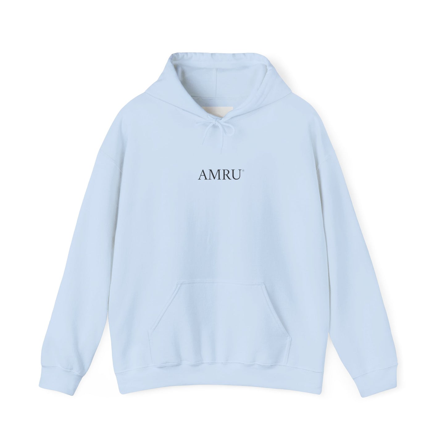 AMRU Minimal Logo Hoodie with Colorful Symmetry Back Art