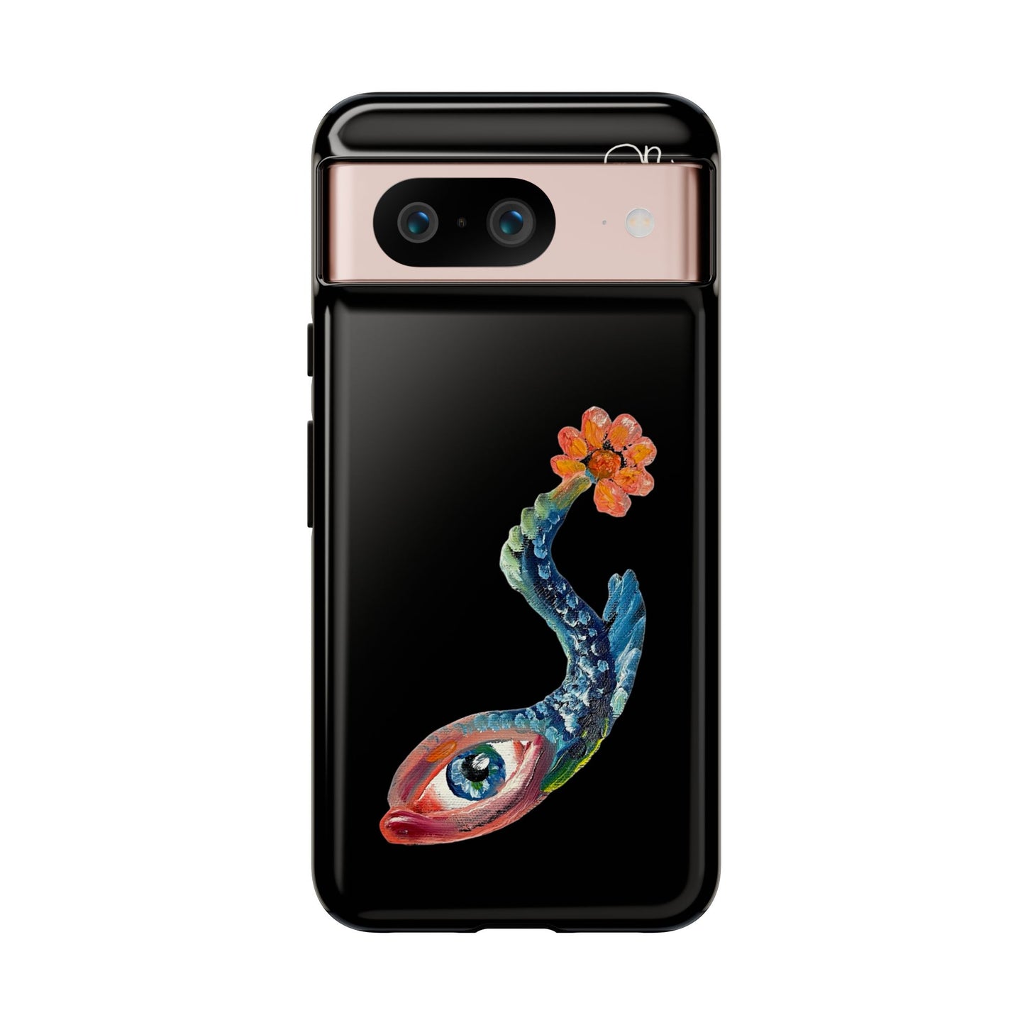 Koi Eye Tough Phone Case — Colorful Surreal Fish Design on Black