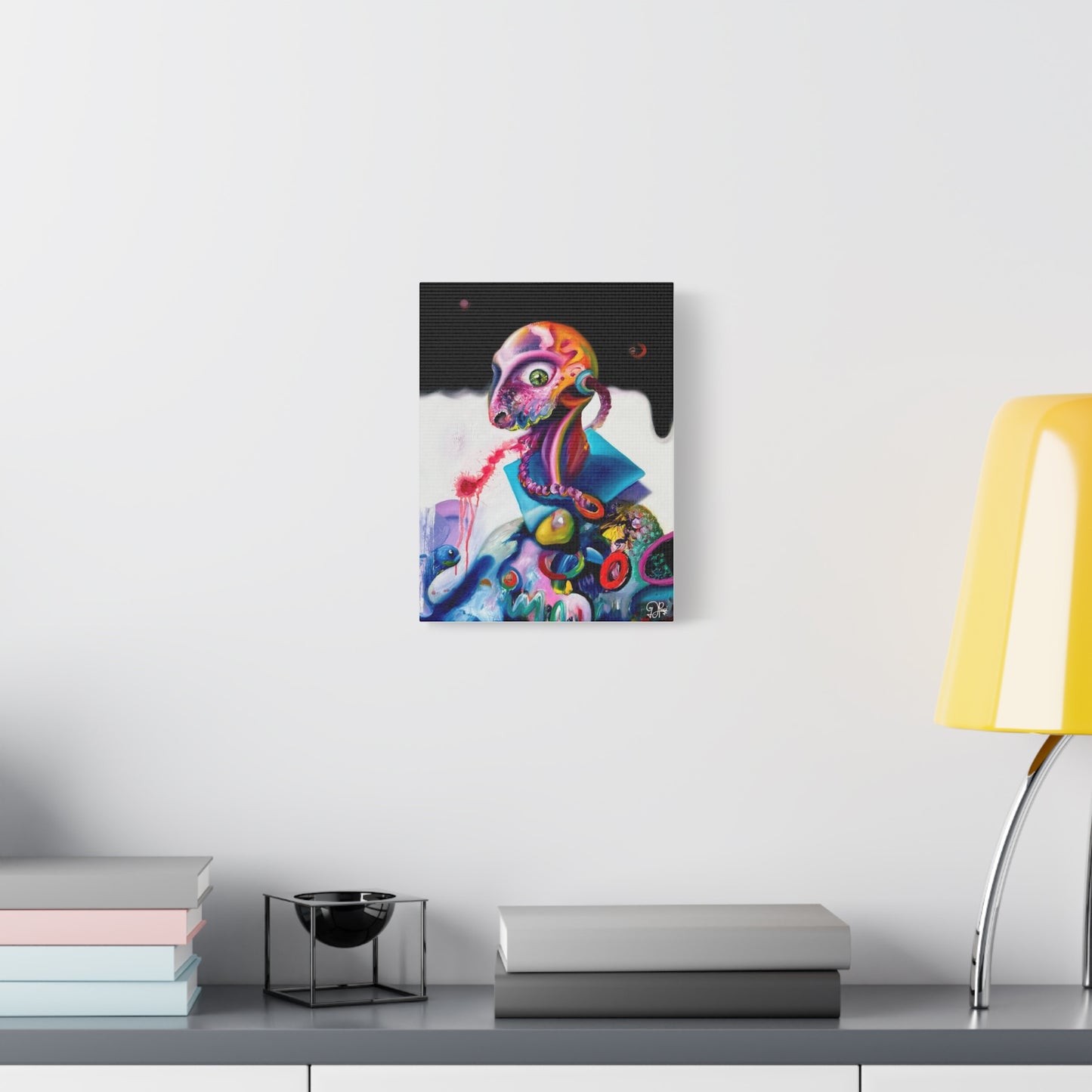 Surreal Neon Creature Matte Canvas Art — Colorful Abstract Pop-Surrealism Wall Decor