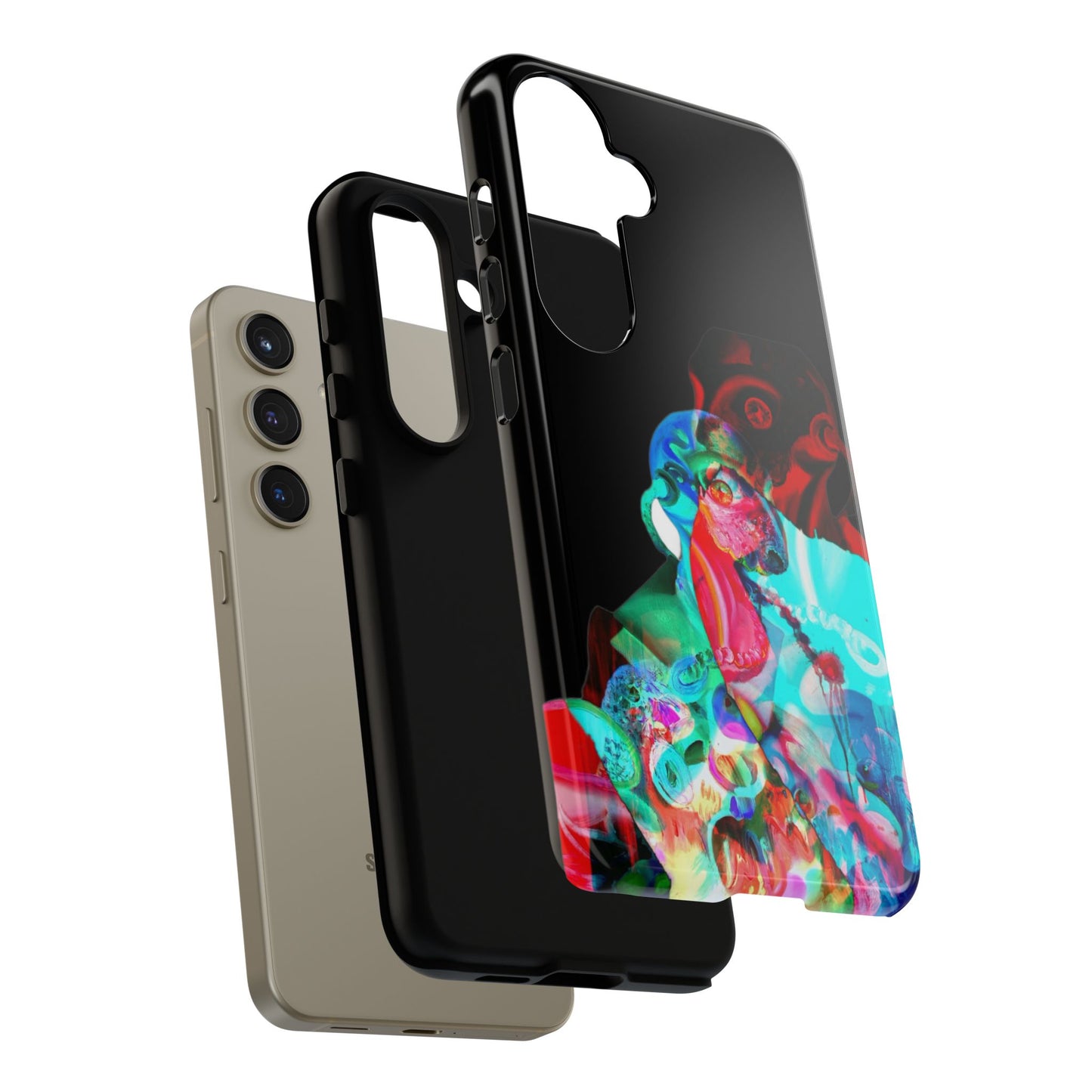 Protective Phone Case — Trippy Neon Abstract Skull Design