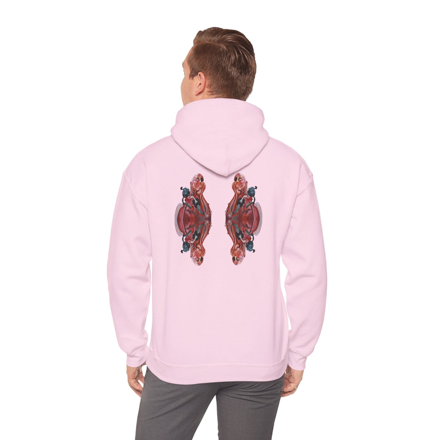 AMRU Minimal Logo Hoodie — Rose Skull Mirror Back Graphic Hoodie