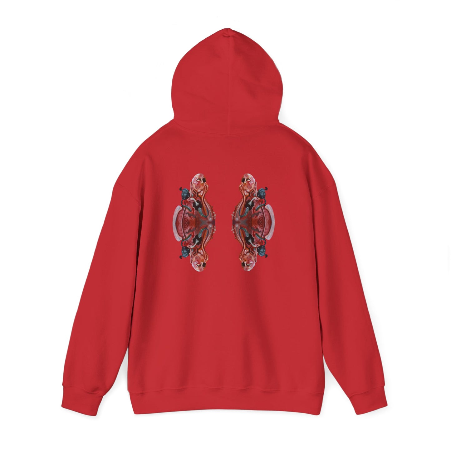 AMRU Minimal Logo Hoodie — Rose Skull Mirror Back Graphic Hoodie