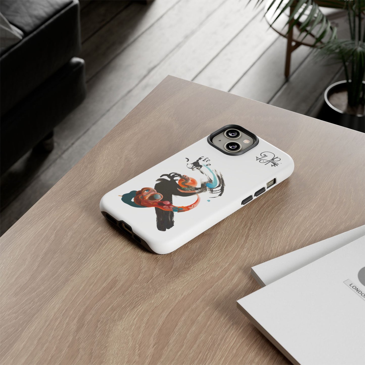 Artistic Abstract Phone Case — Colorful Ink Brushstroke Design