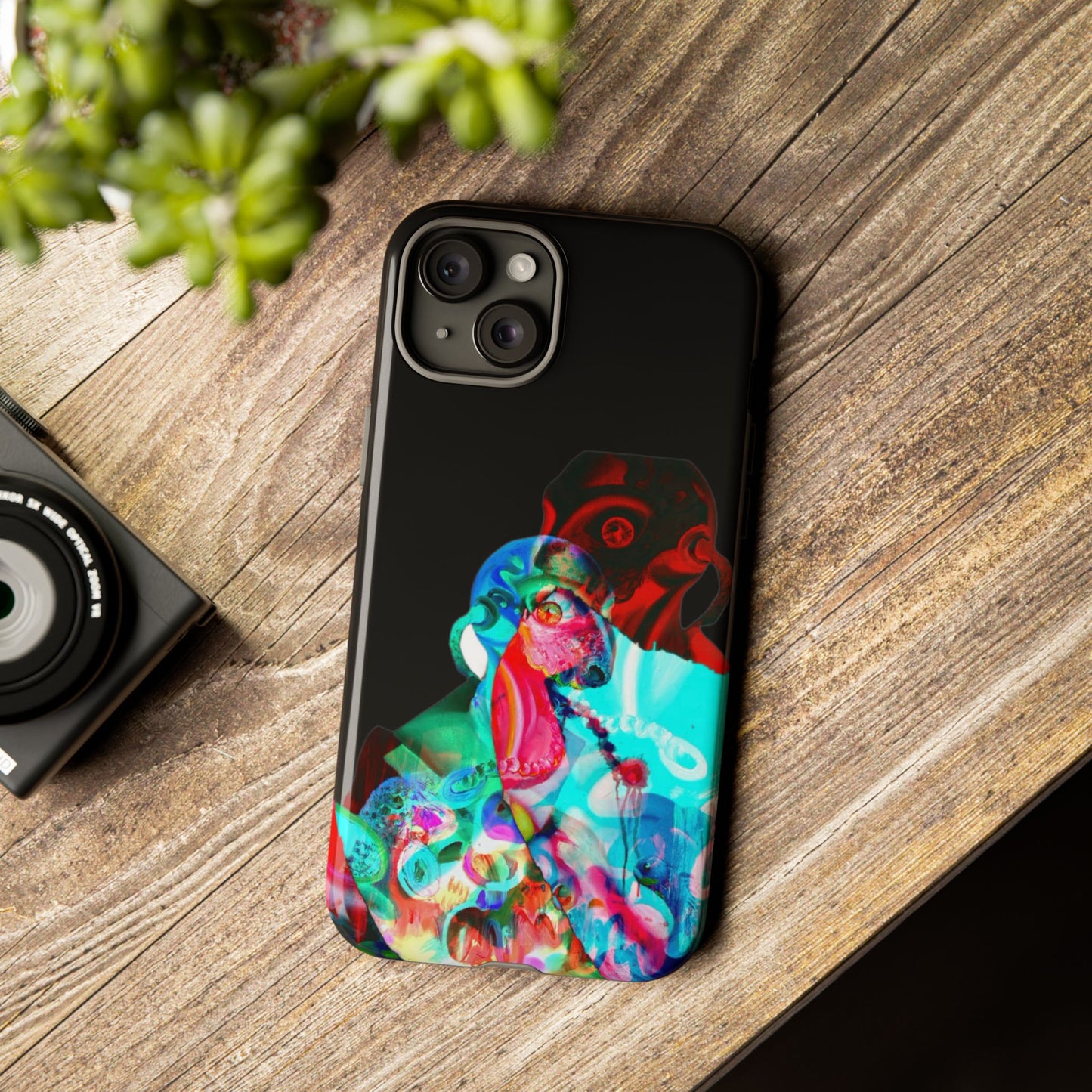 Protective Phone Case — Trippy Neon Abstract Skull Design
