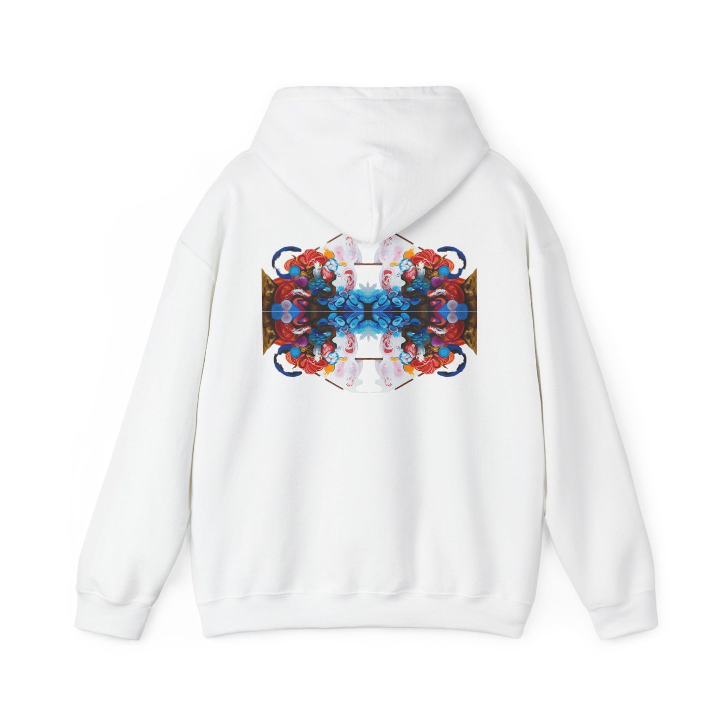 AMRU Floral Abstract Hoodie — Symmetrical Colorful Back Art