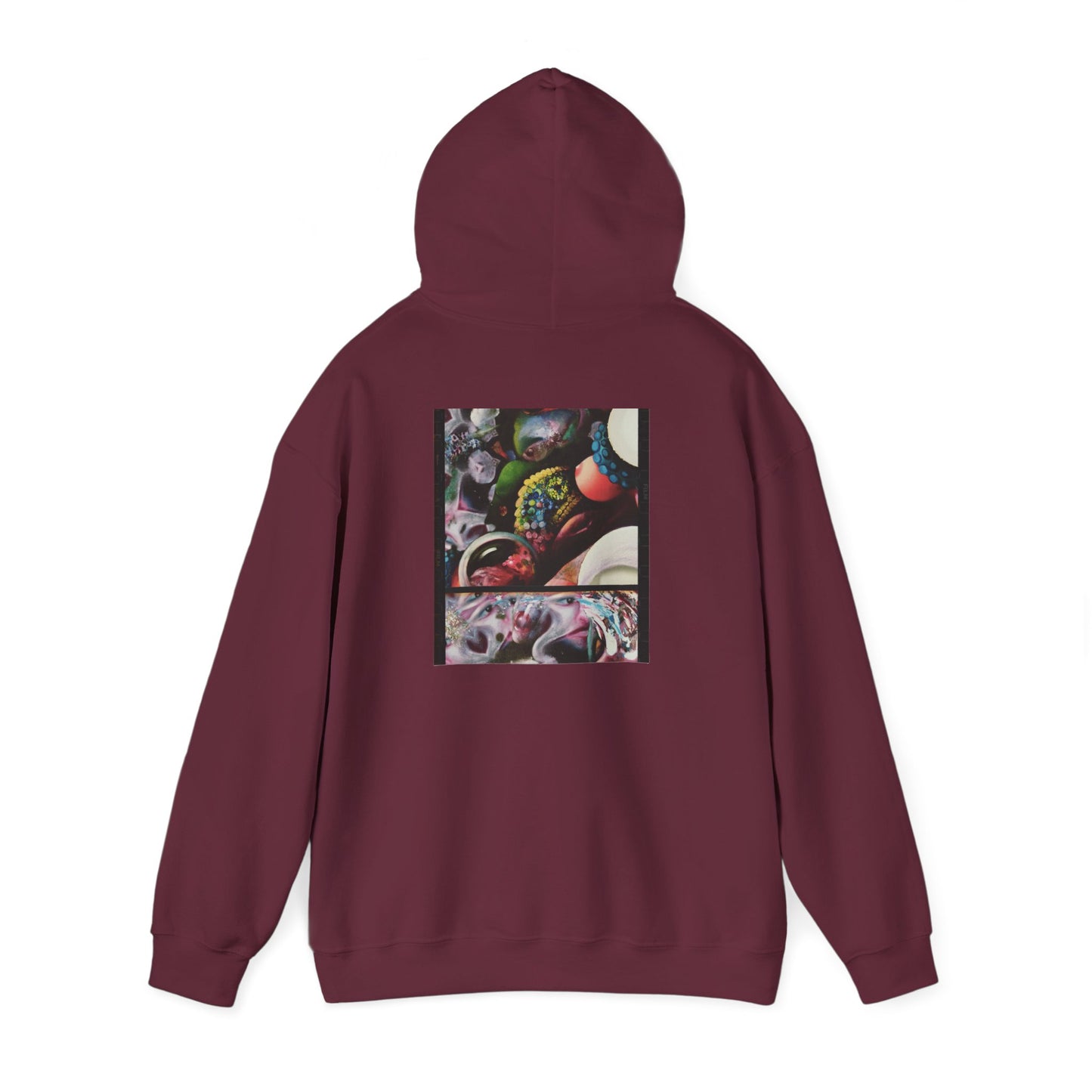 AMRU Graphic Hoodie — Abstract Cosmic Paint Pour Art Back Print