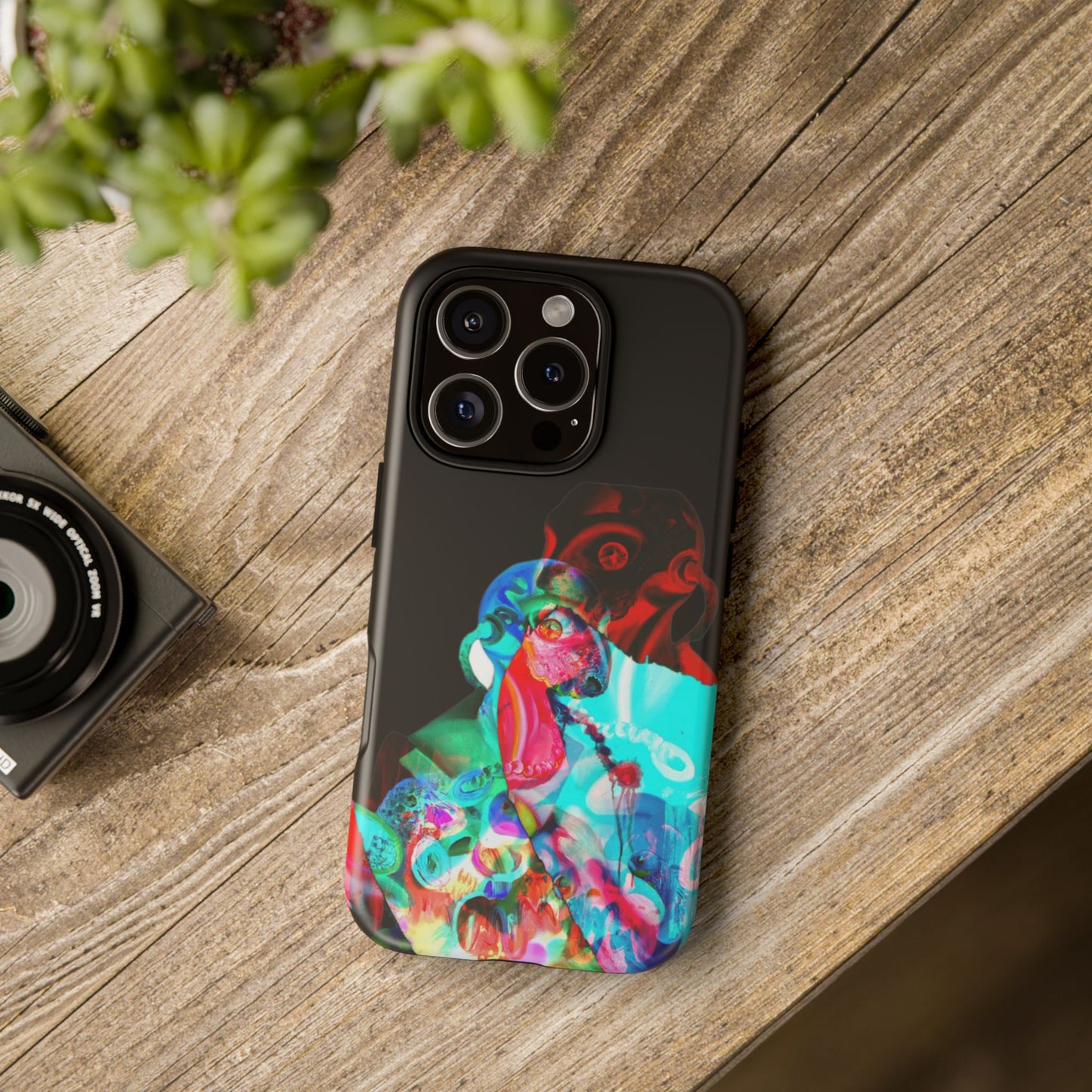 Protective Phone Case — Trippy Neon Abstract Skull Design