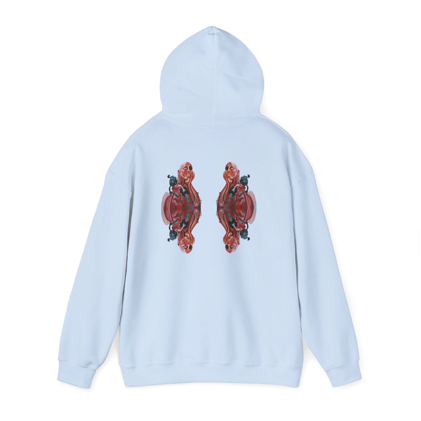 AMRU Minimal Logo Hoodie — Rose Skull Mirror Back Graphic Hoodie