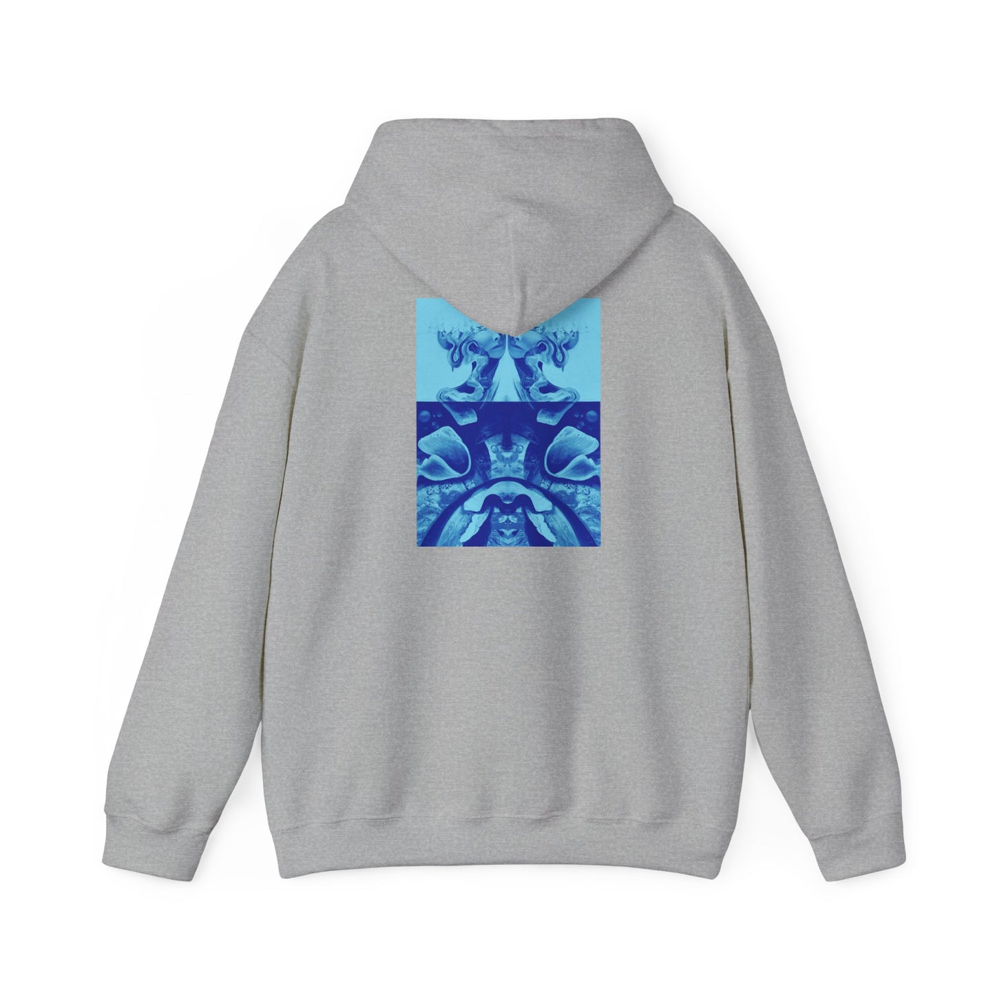 AMRU Minimal Logo Hoodie with Blue Abstract Back Print