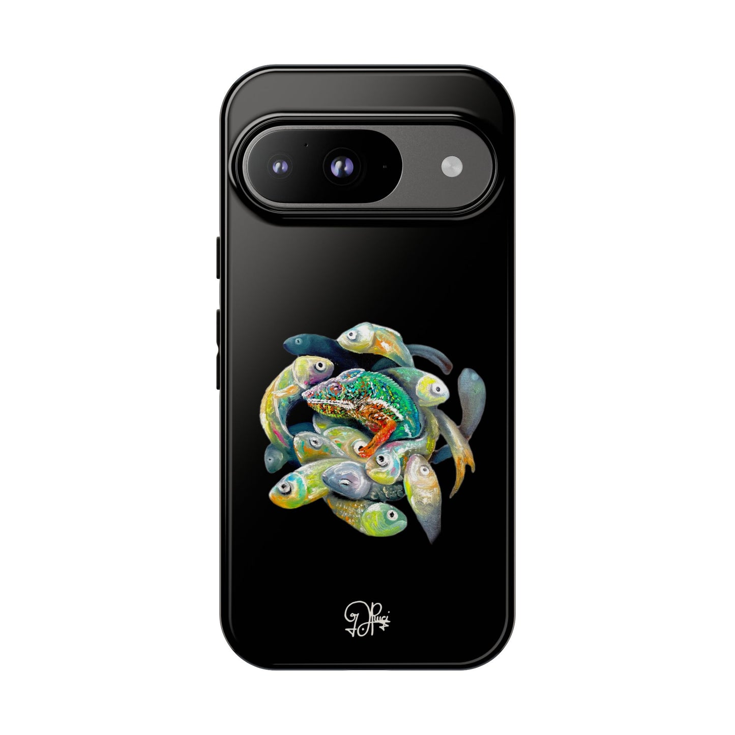 Koi Circle Tough Phone Case — Colorful Fish Art Protective iPhone Cover