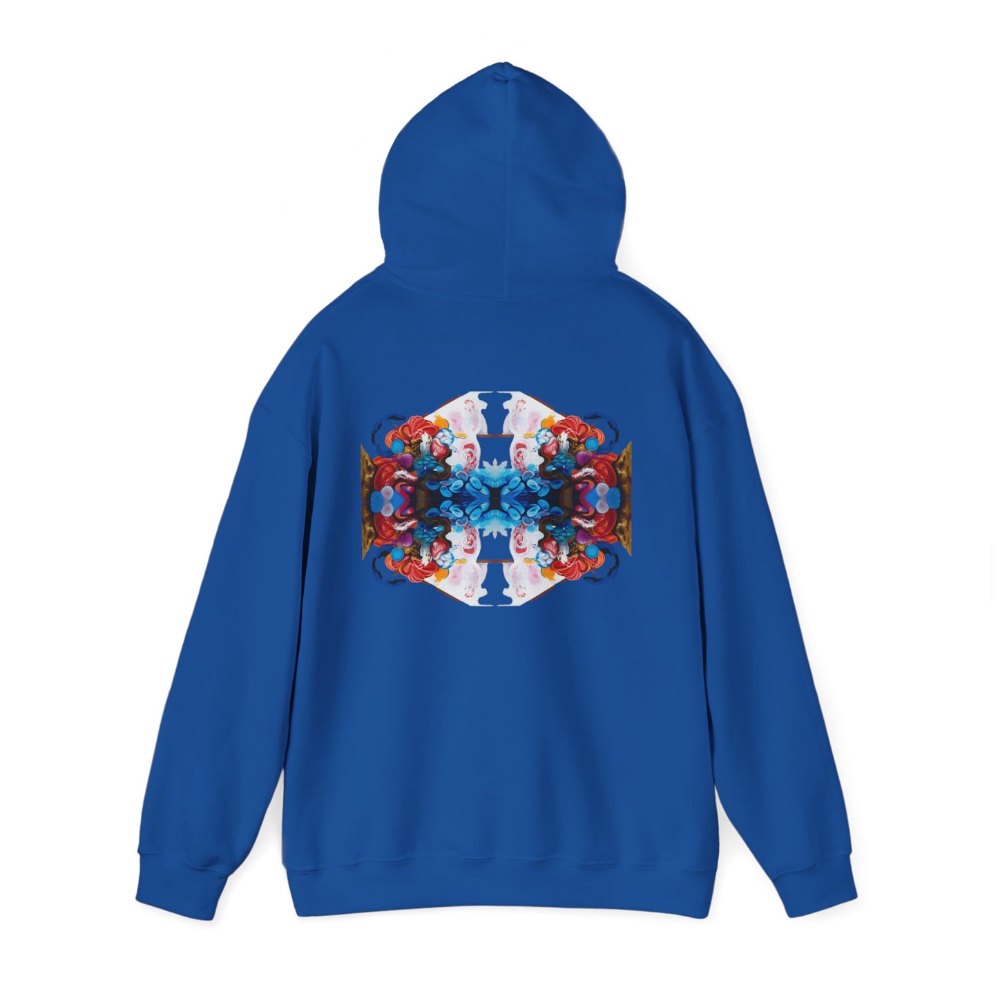AMRU Floral Abstract Hoodie — Symmetrical Colorful Back Art