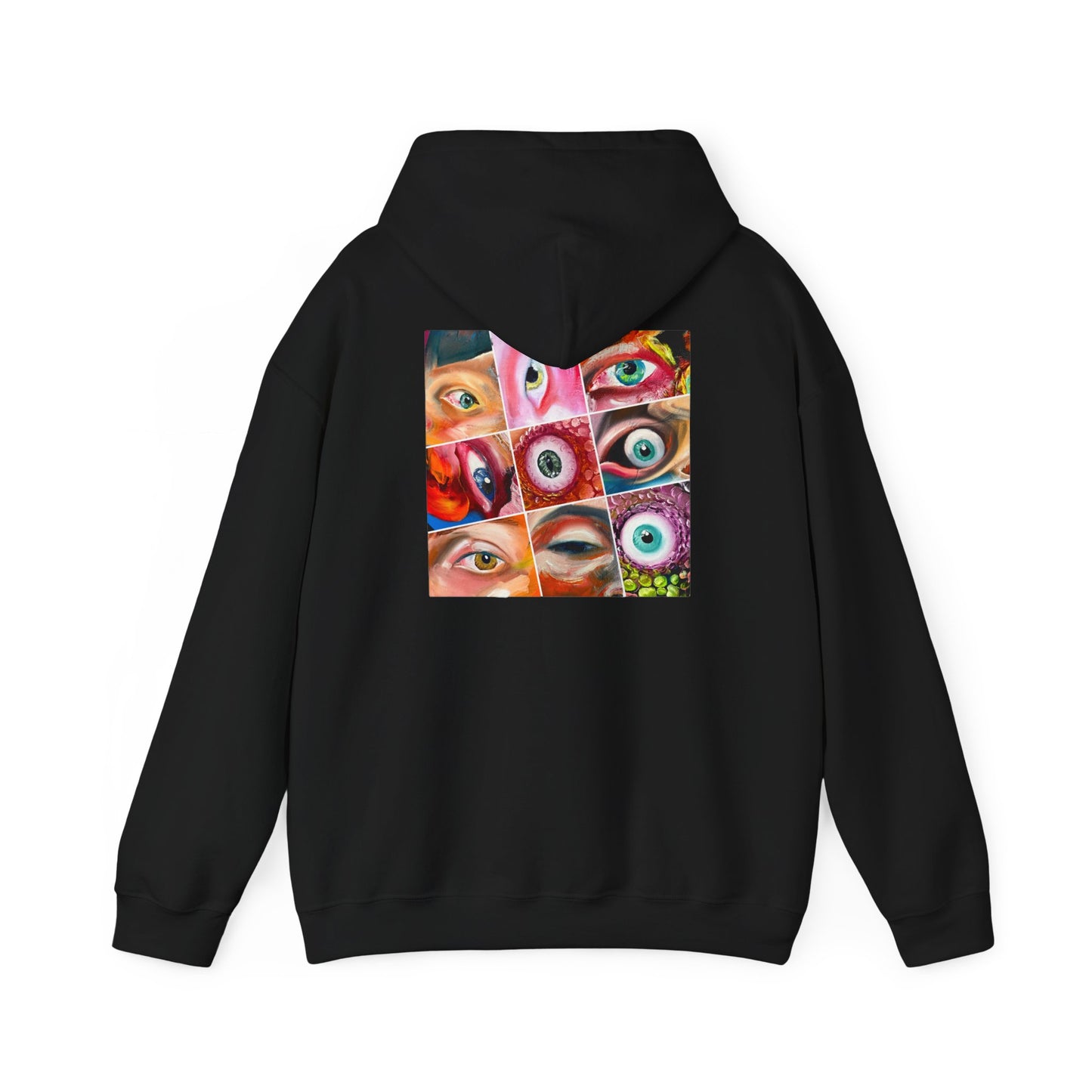 AMRU Eyes Collage Hoodie — Artistic Colorful Eye Graphic Hooded Sweatshirt