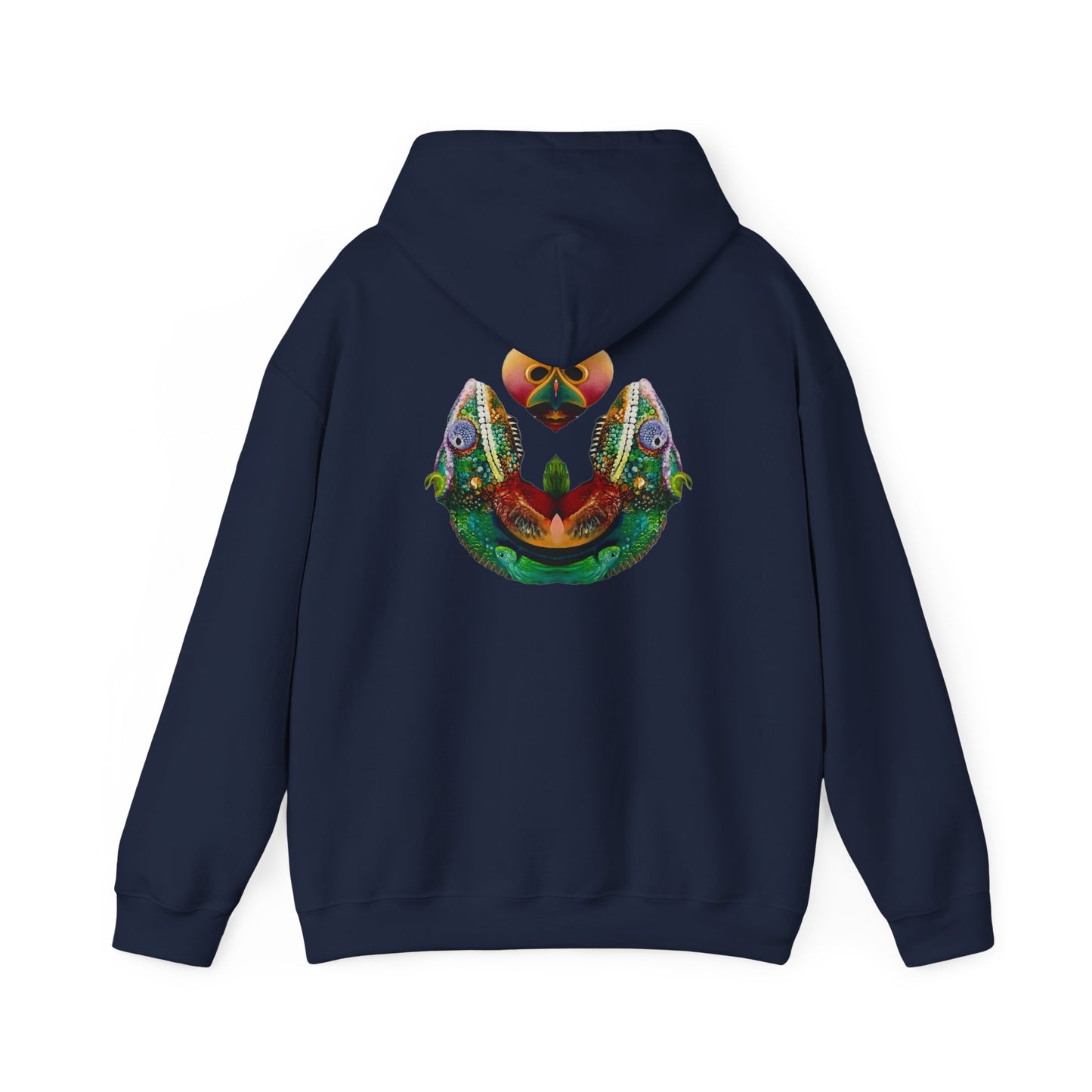 AMRU Minimal Logo Hoodie with Colorful Symmetry Back Art
