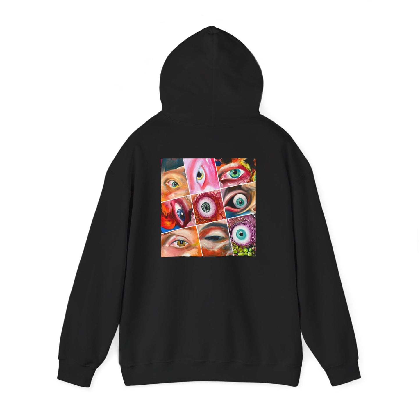 AMRU Eyes Collage Hoodie — Artistic Colorful Eye Graphic Hooded Sweatshirt