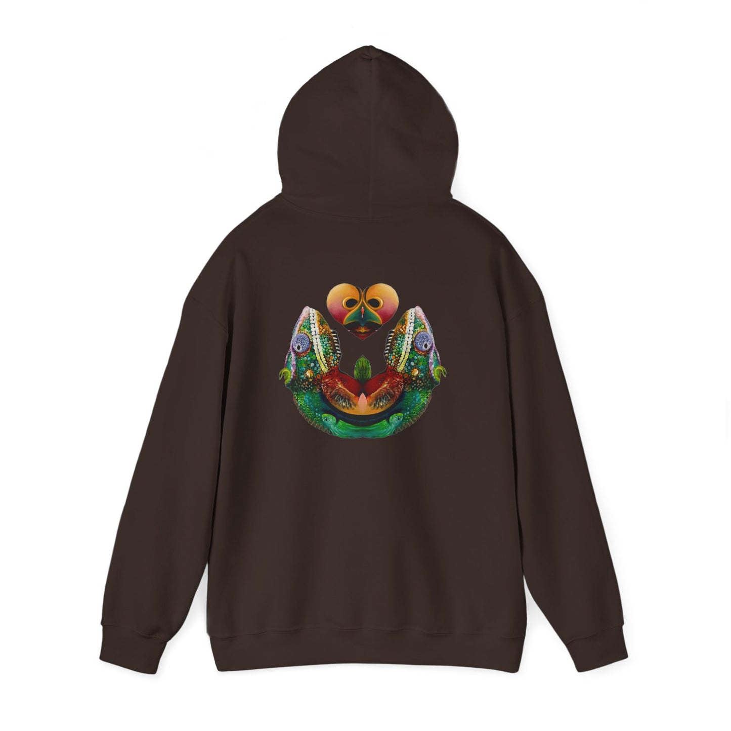 AMRU Minimal Logo Hoodie with Colorful Symmetry Back Art