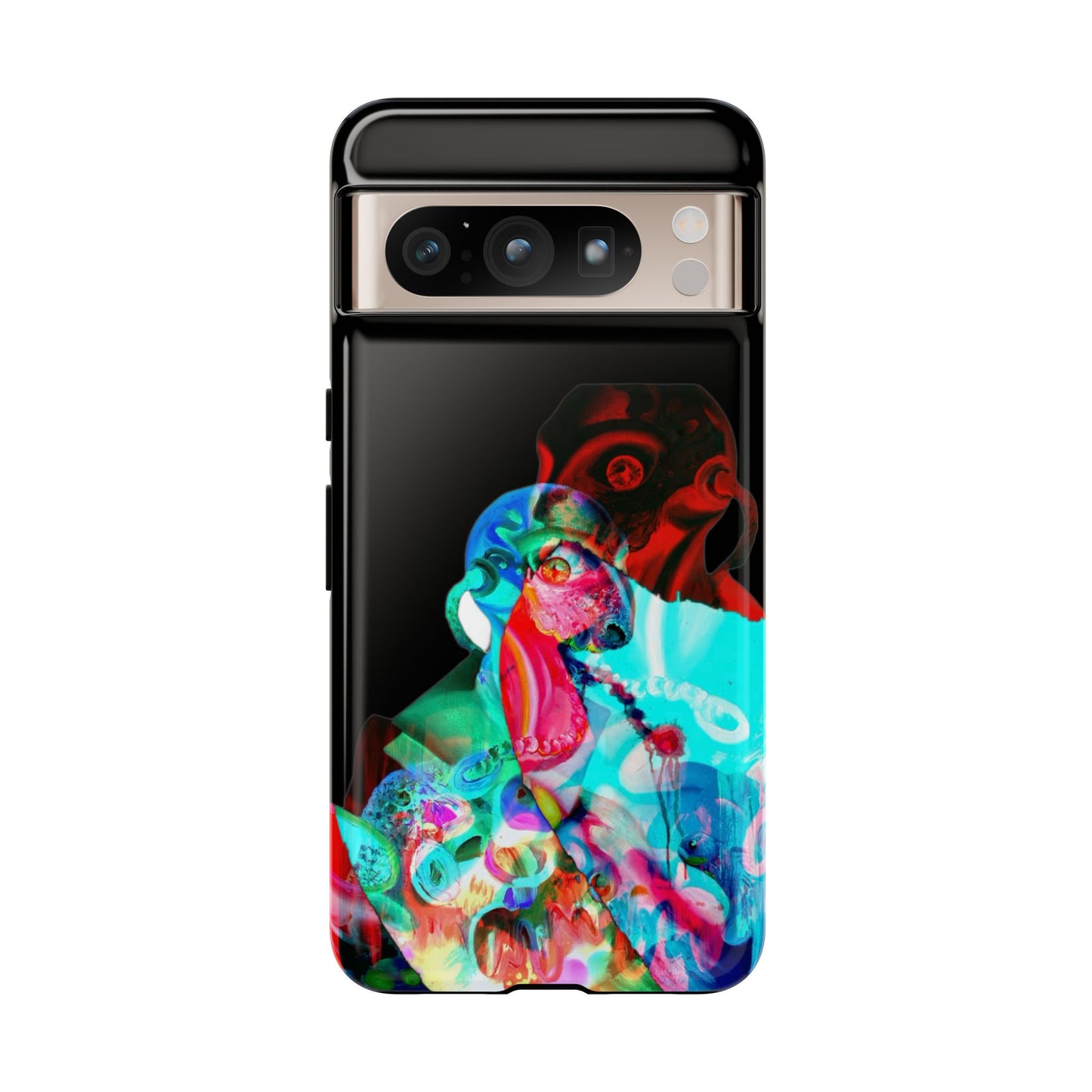 Protective Phone Case — Trippy Neon Abstract Skull Design