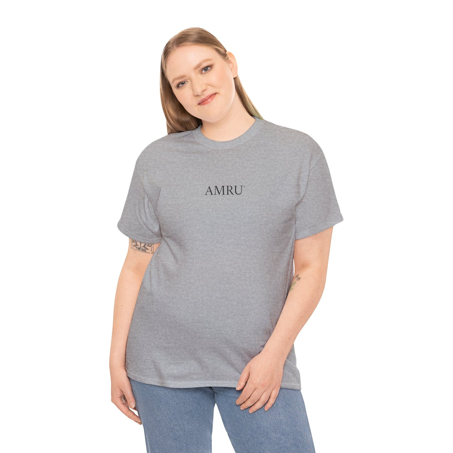 AMRU Minimalist Tee — Abstract Brushstroke Back Graphic