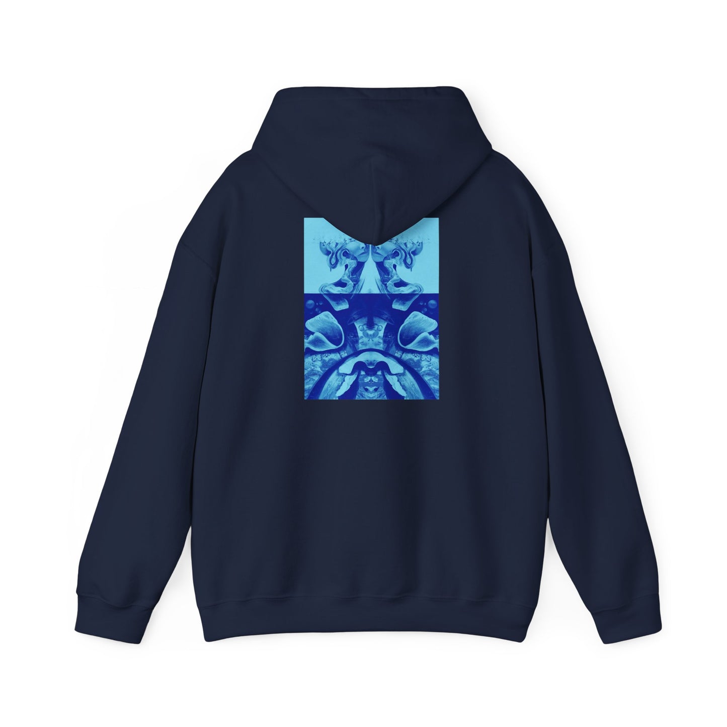 AMRU Minimal Logo Hoodie with Blue Abstract Back Print