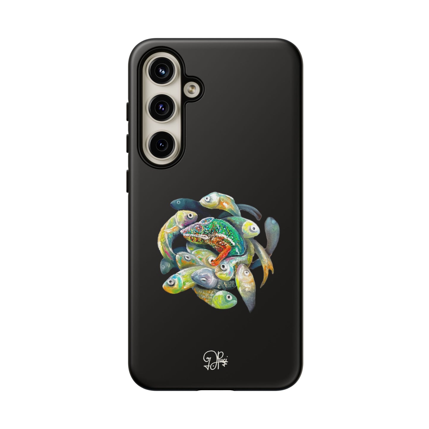 Koi Circle Tough Phone Case — Colorful Fish Art Protective iPhone Cover