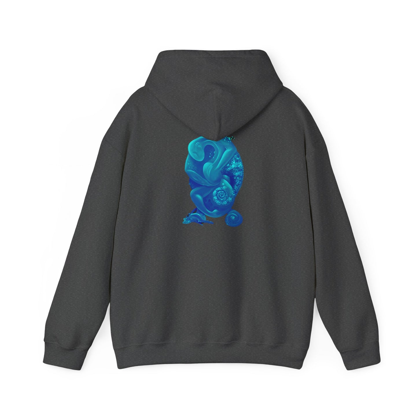 AMRU Minimal Logo Hoodie with Blue Abstract Art Back – Modern Streetwear Pullover