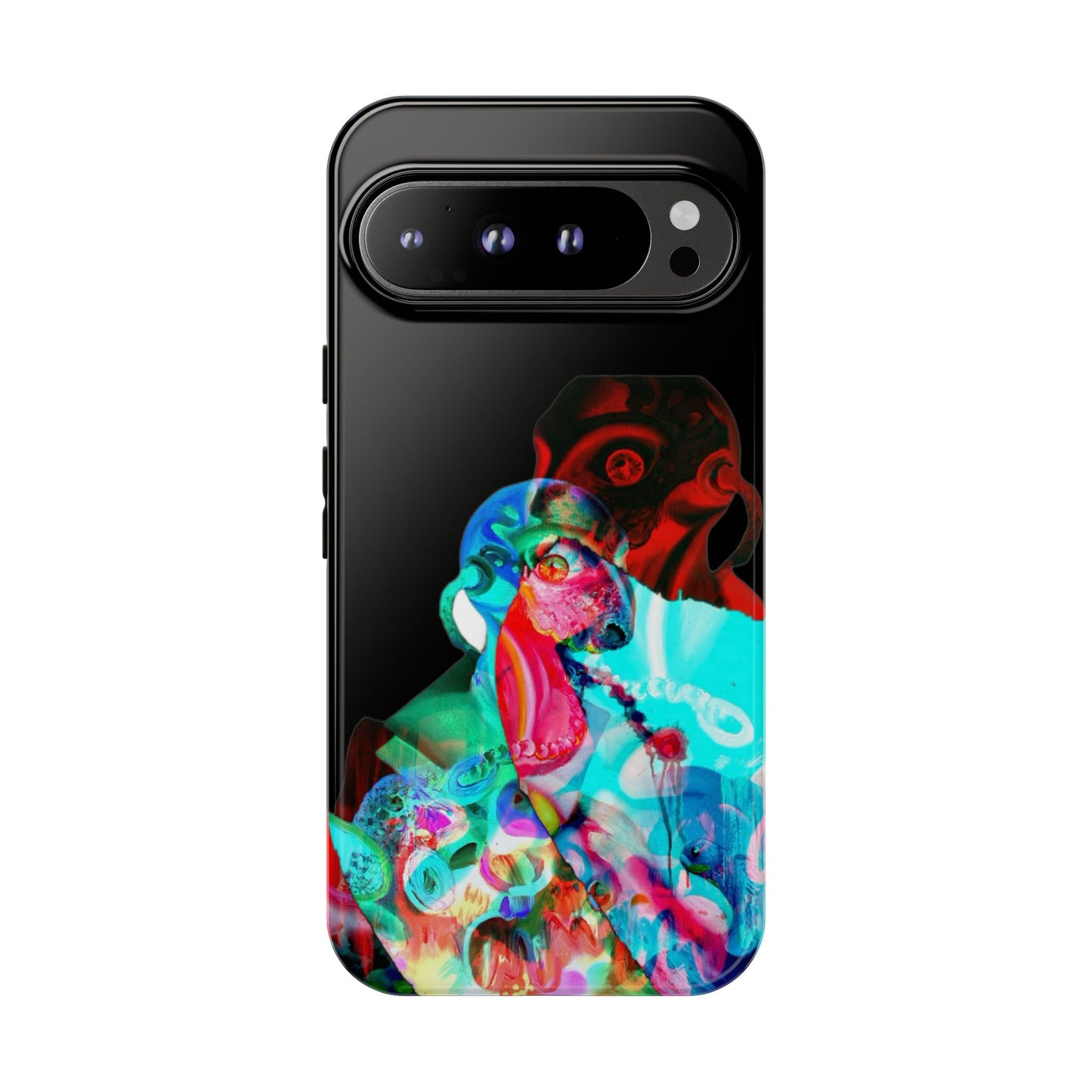 Protective Phone Case — Trippy Neon Abstract Skull Design