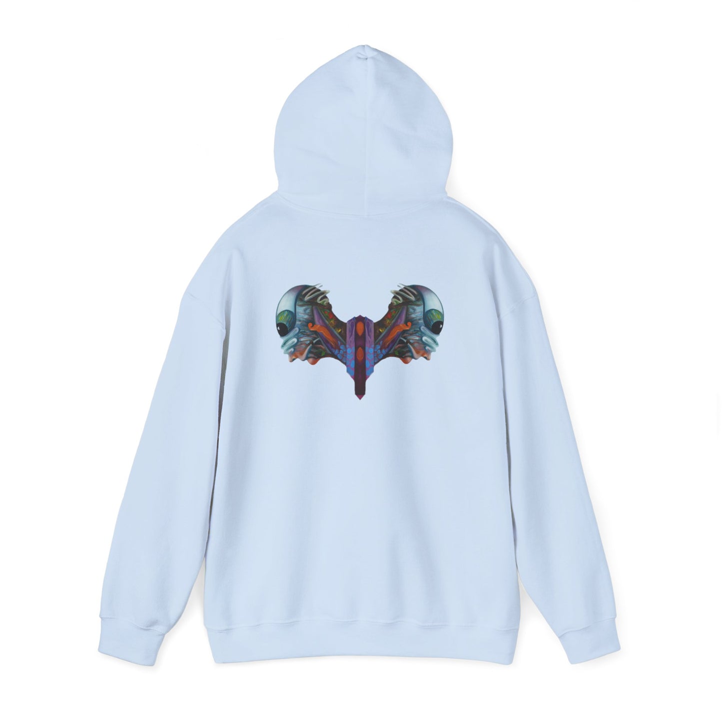AMRU Minimal Logo Hoodie — Artistic Skull Wing Back Graphic Pullover