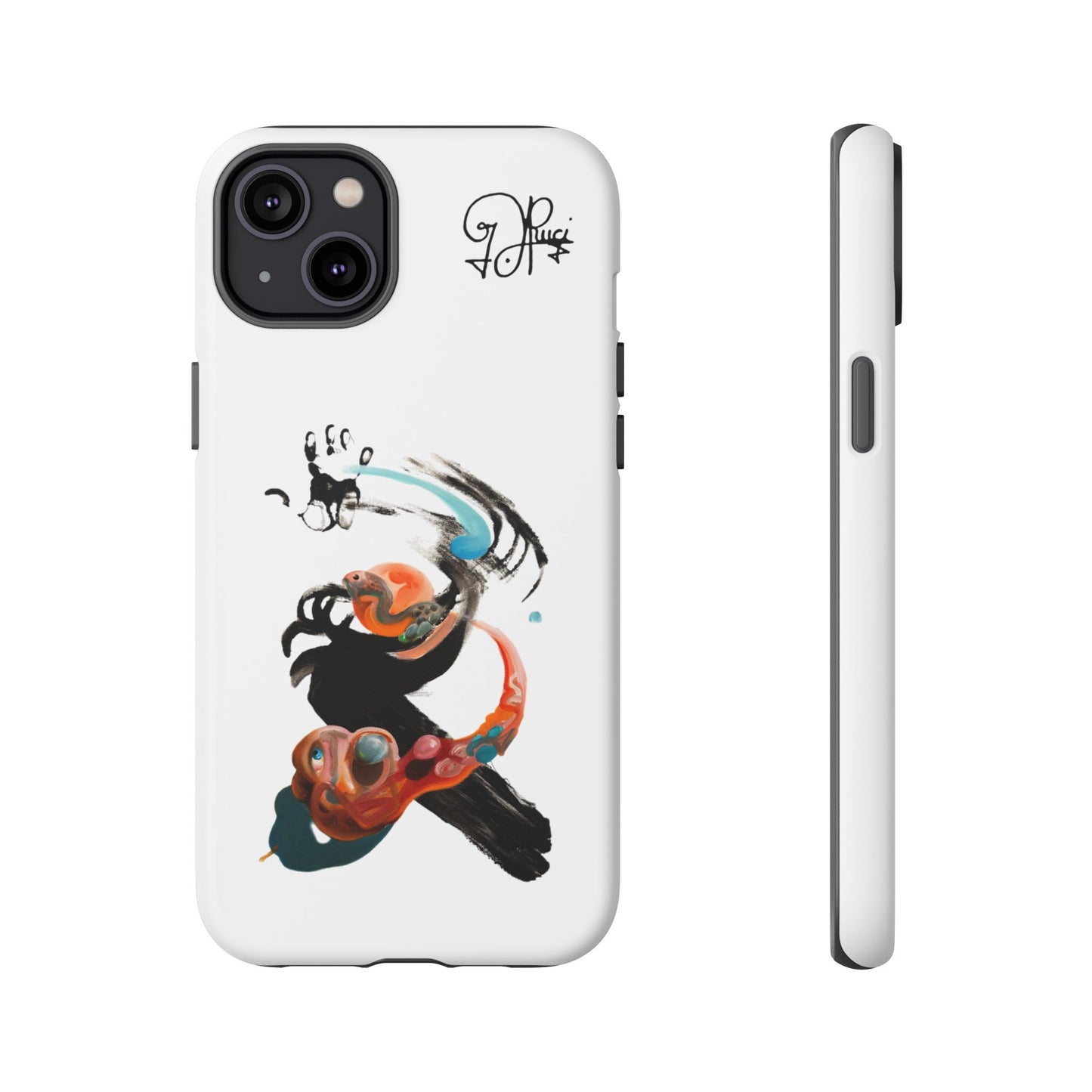 Artistic Abstract Phone Case — Colorful Ink Brushstroke Design