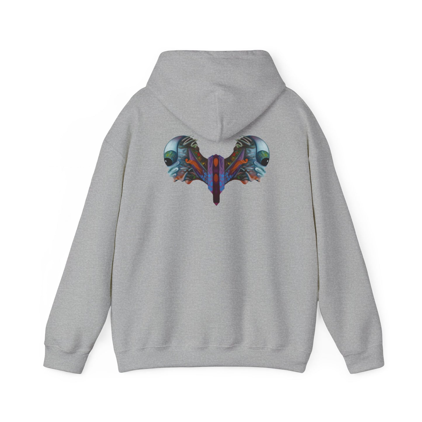 AMRU Minimal Logo Hoodie — Artistic Skull Wing Back Graphic Pullover