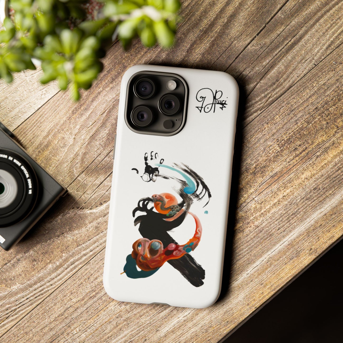 Artistic Abstract Phone Case — Colorful Ink Brushstroke Design