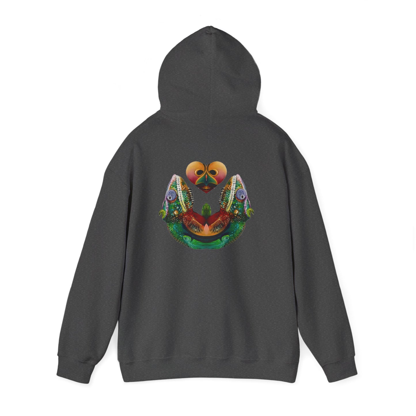 AMRU Minimal Logo Hoodie with Colorful Symmetry Back Art