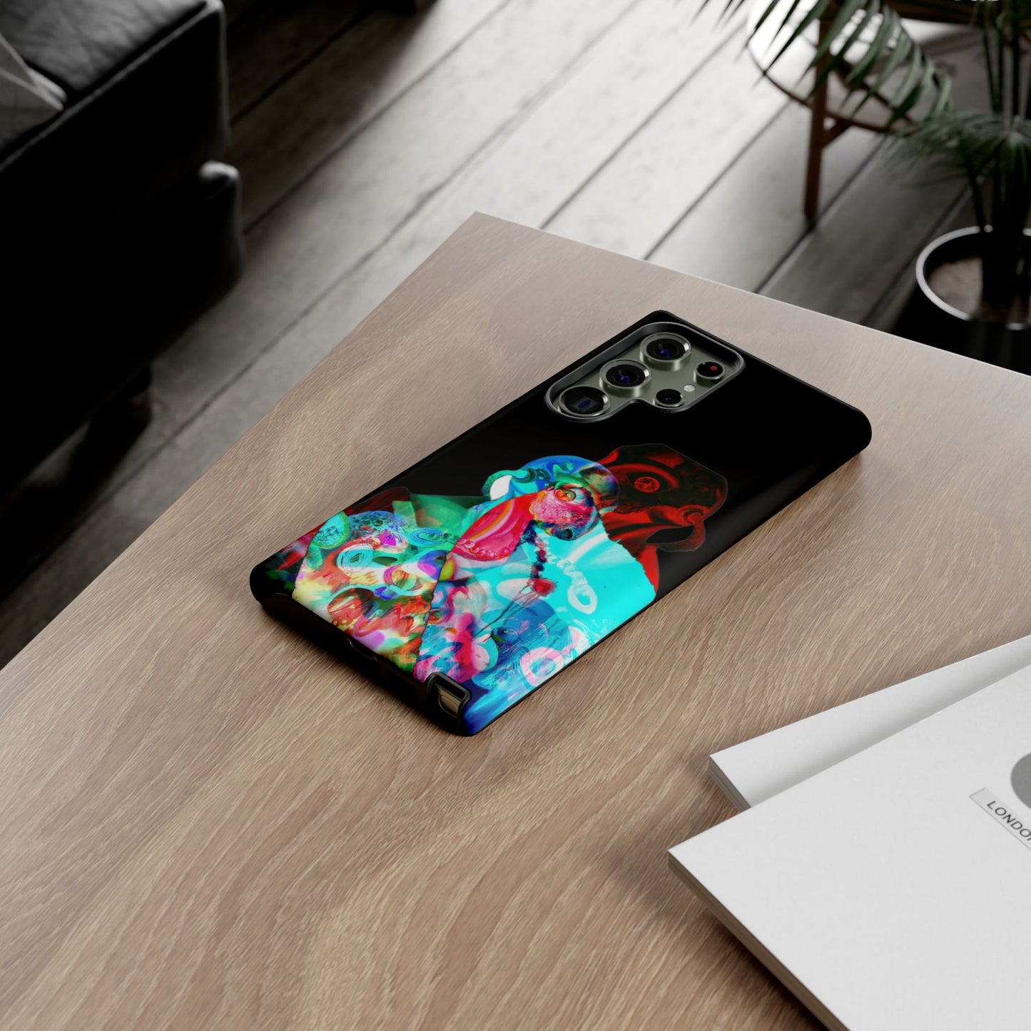 Protective Phone Case — Trippy Neon Abstract Skull Design