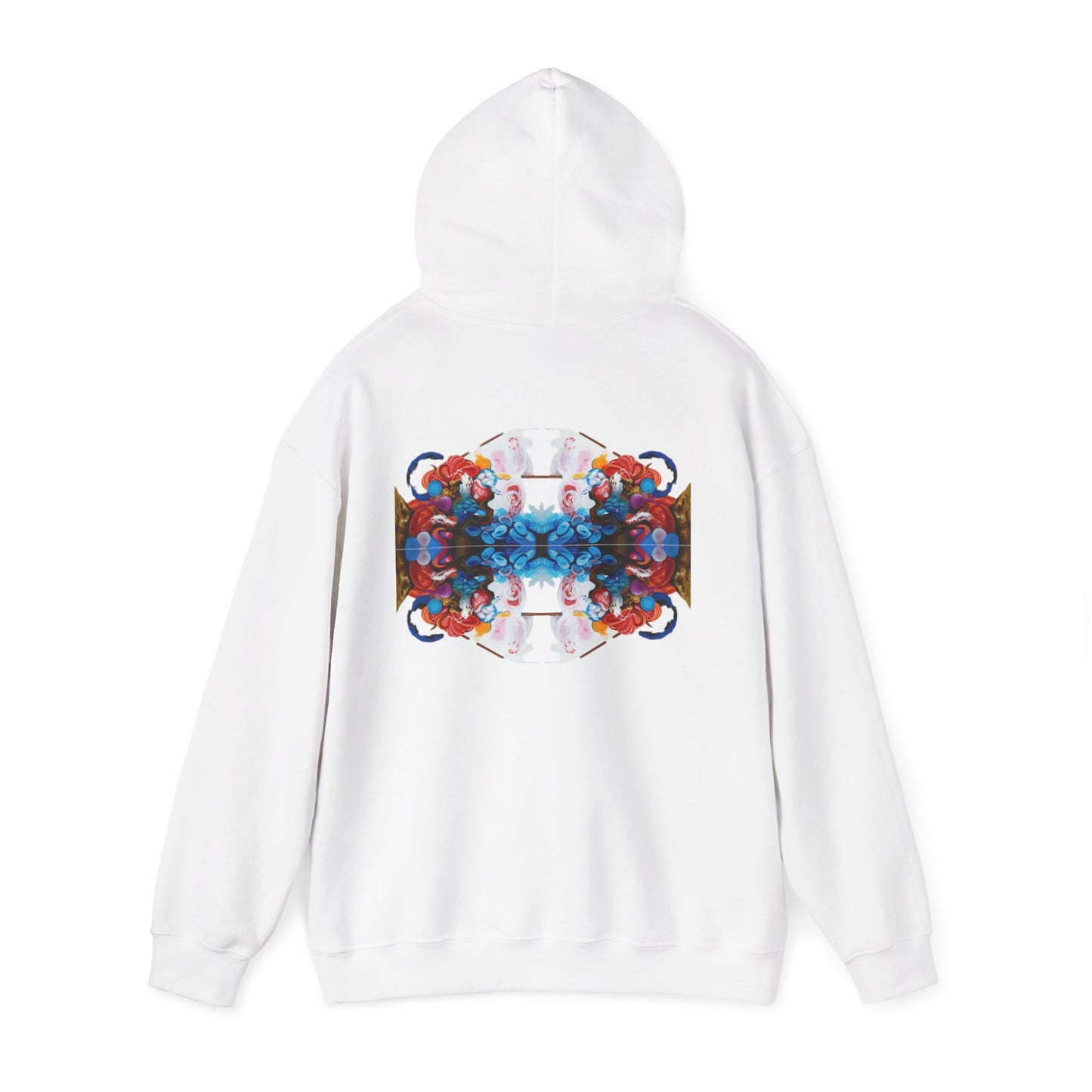 AMRU Floral Abstract Hoodie — Symmetrical Colorful Back Art