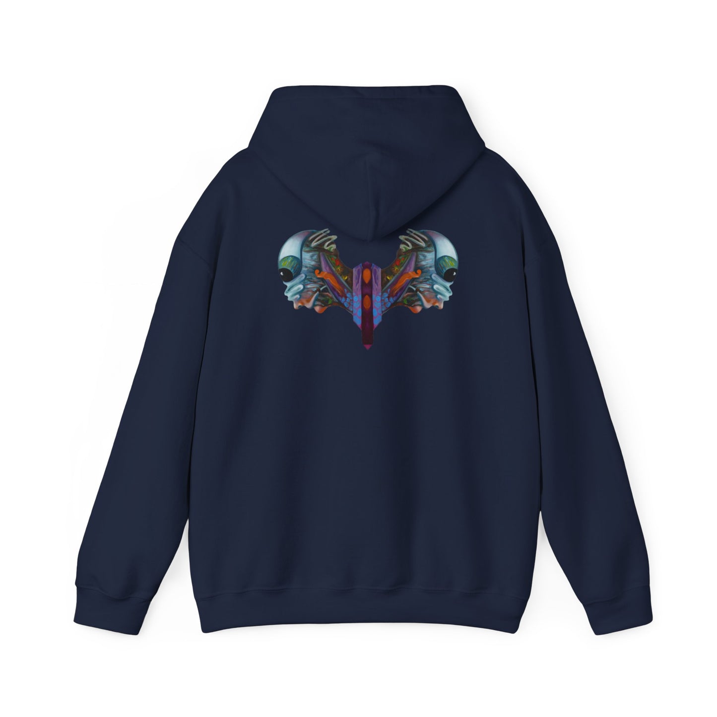 AMRU Minimal Logo Hoodie — Artistic Skull Wing Back Graphic Pullover