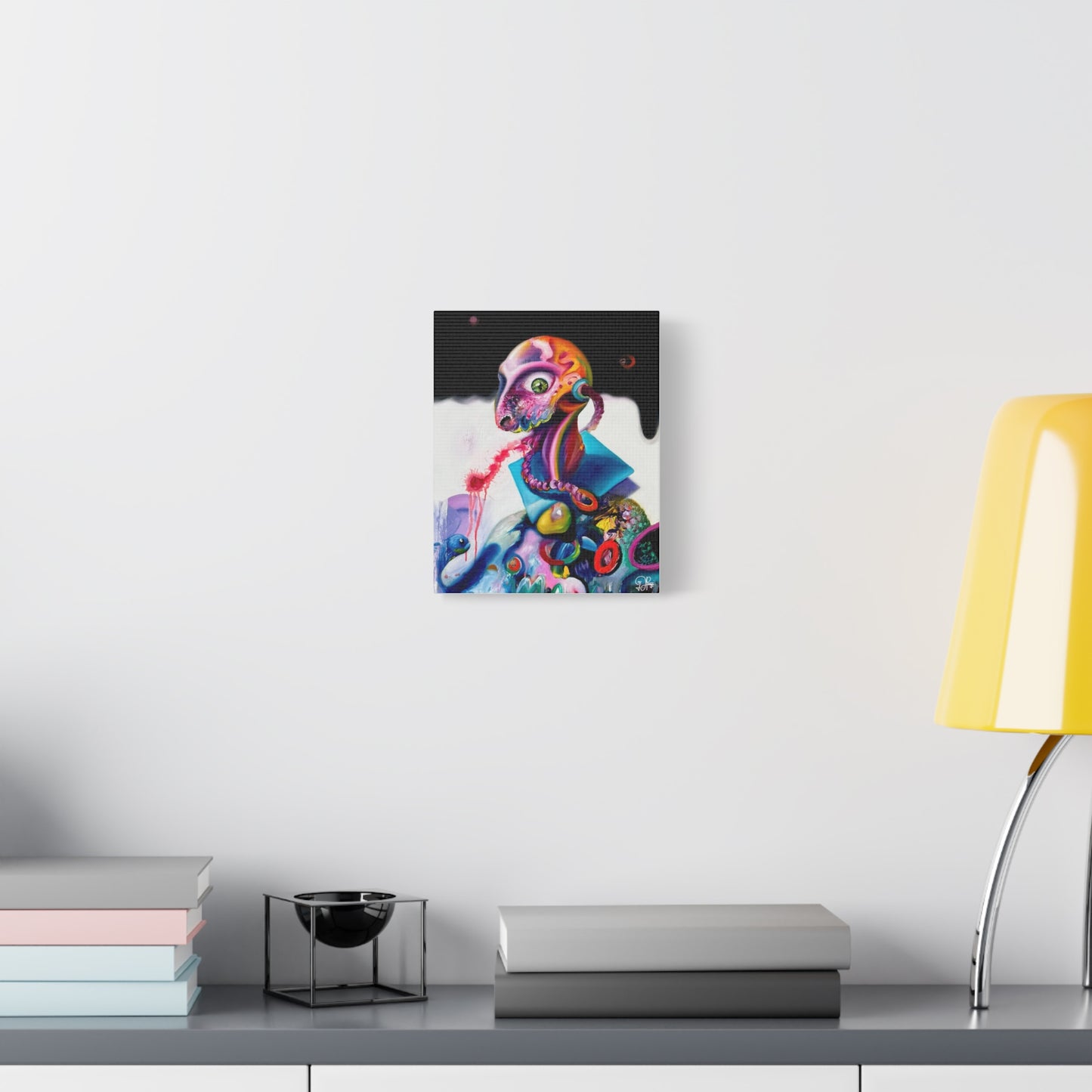 Surreal Neon Creature Matte Canvas Art — Colorful Abstract Pop-Surrealism Wall Decor