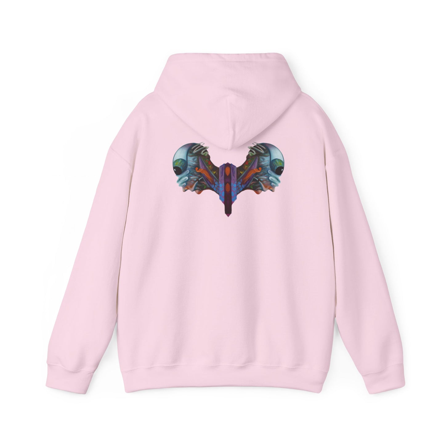 AMRU Minimal Logo Hoodie — Artistic Skull Wing Back Graphic Pullover