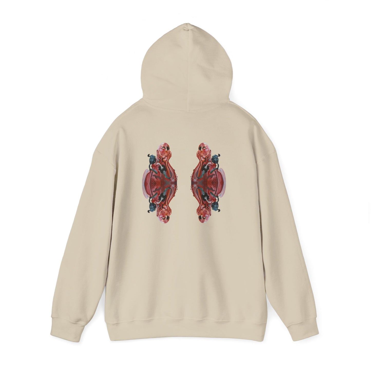 AMRU Minimal Logo Hoodie — Rose Skull Mirror Back Graphic Hoodie