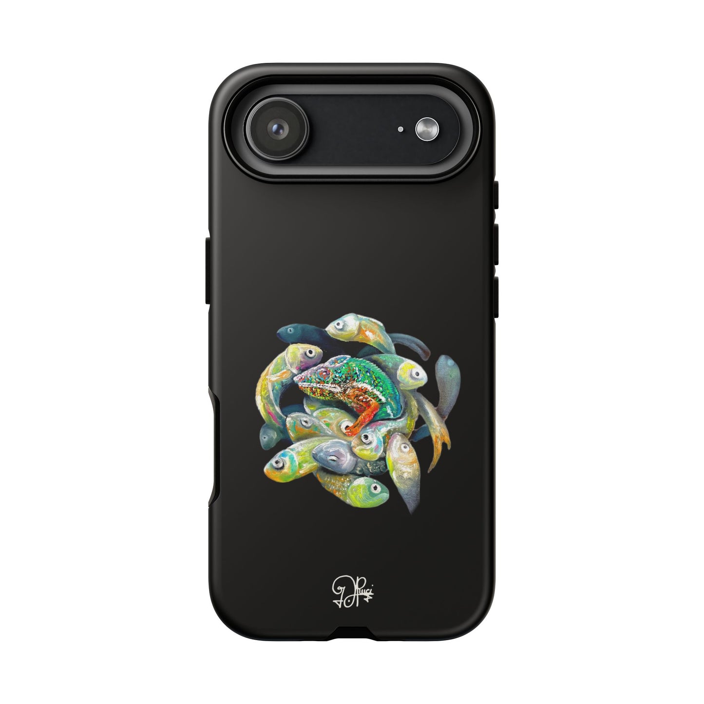 Koi Circle Tough Phone Case — Colorful Fish Art Protective iPhone Cover