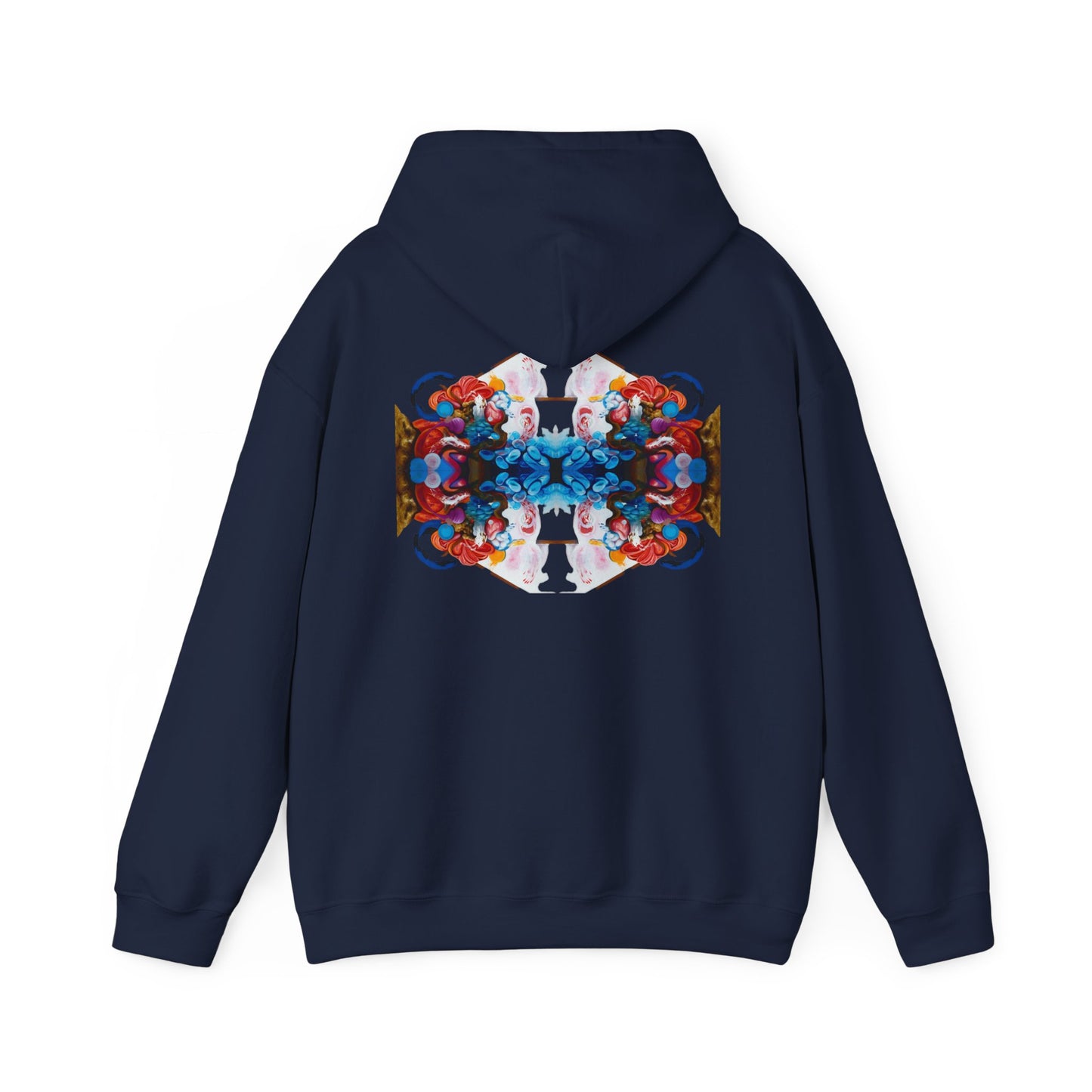 AMRU Floral Abstract Hoodie — Symmetrical Colorful Back Art