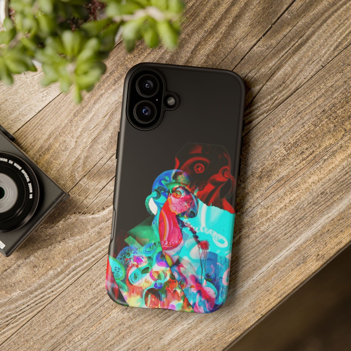 Protective Phone Case — Trippy Neon Abstract Skull Design