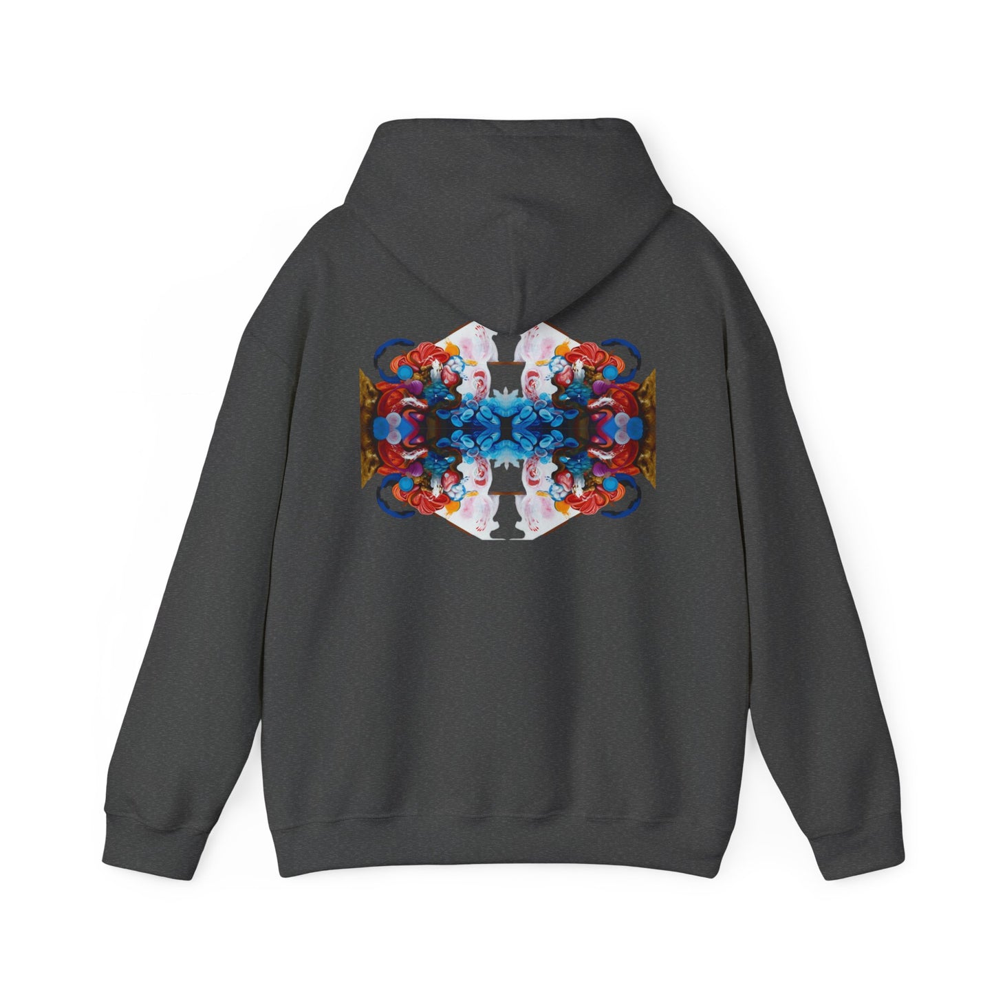 AMRU Floral Abstract Hoodie — Symmetrical Colorful Back Art