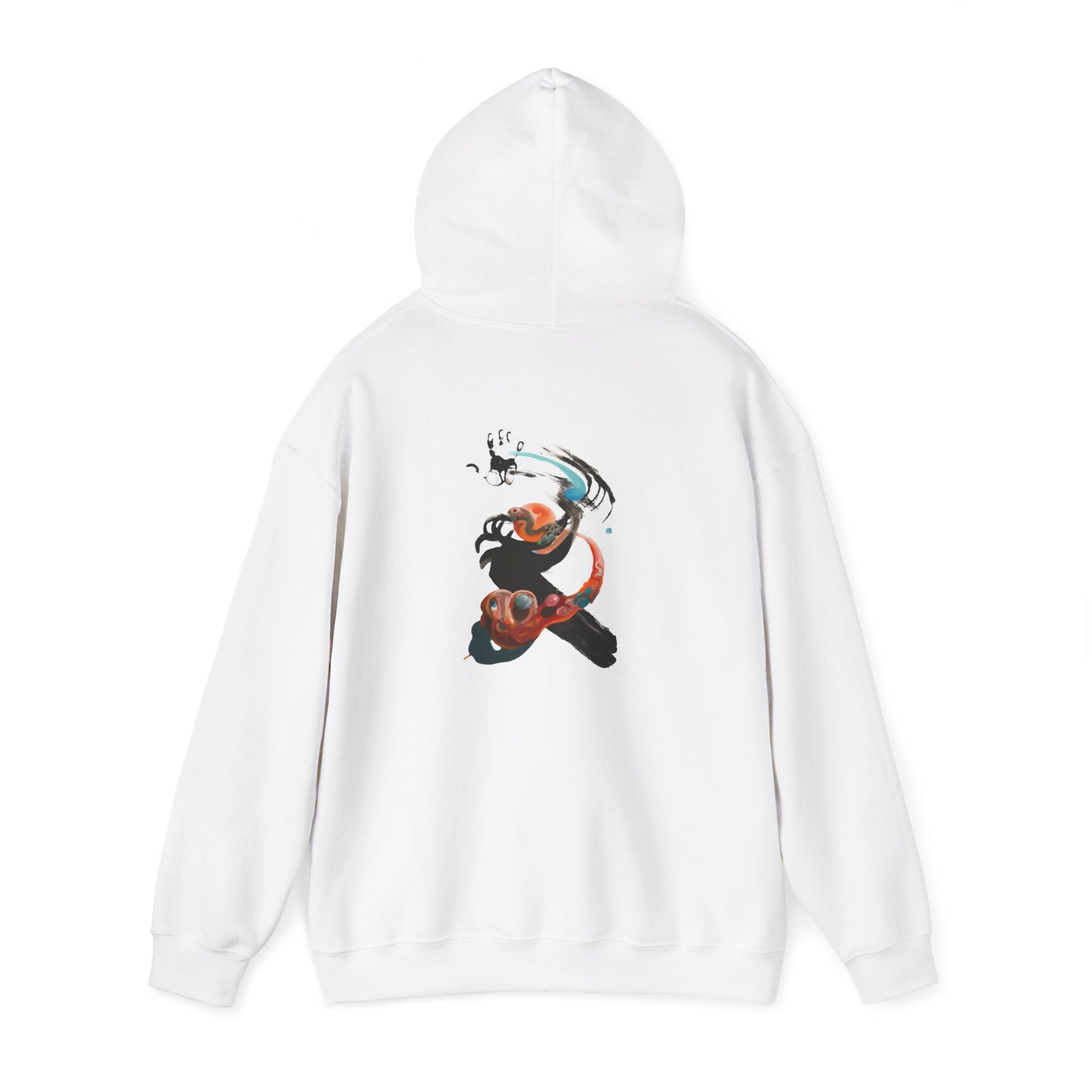 AMRU Minimal Logo Hoodie — Artistic Watercolor Brushstroke Back Print