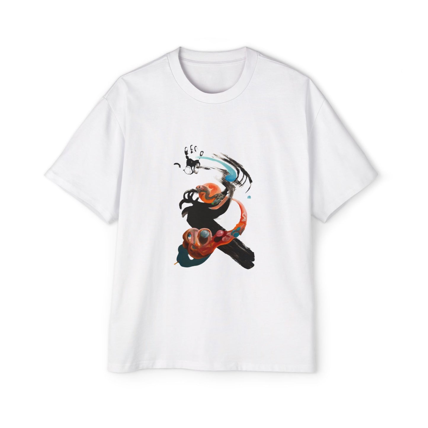 Oversized Men's Tee — Abstract Koi Fish Ink Brush Graphic