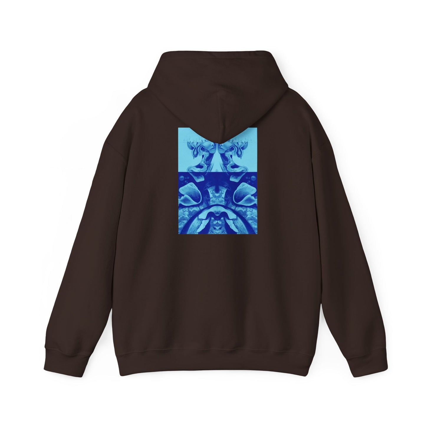 AMRU Minimal Logo Hoodie with Blue Abstract Back Print