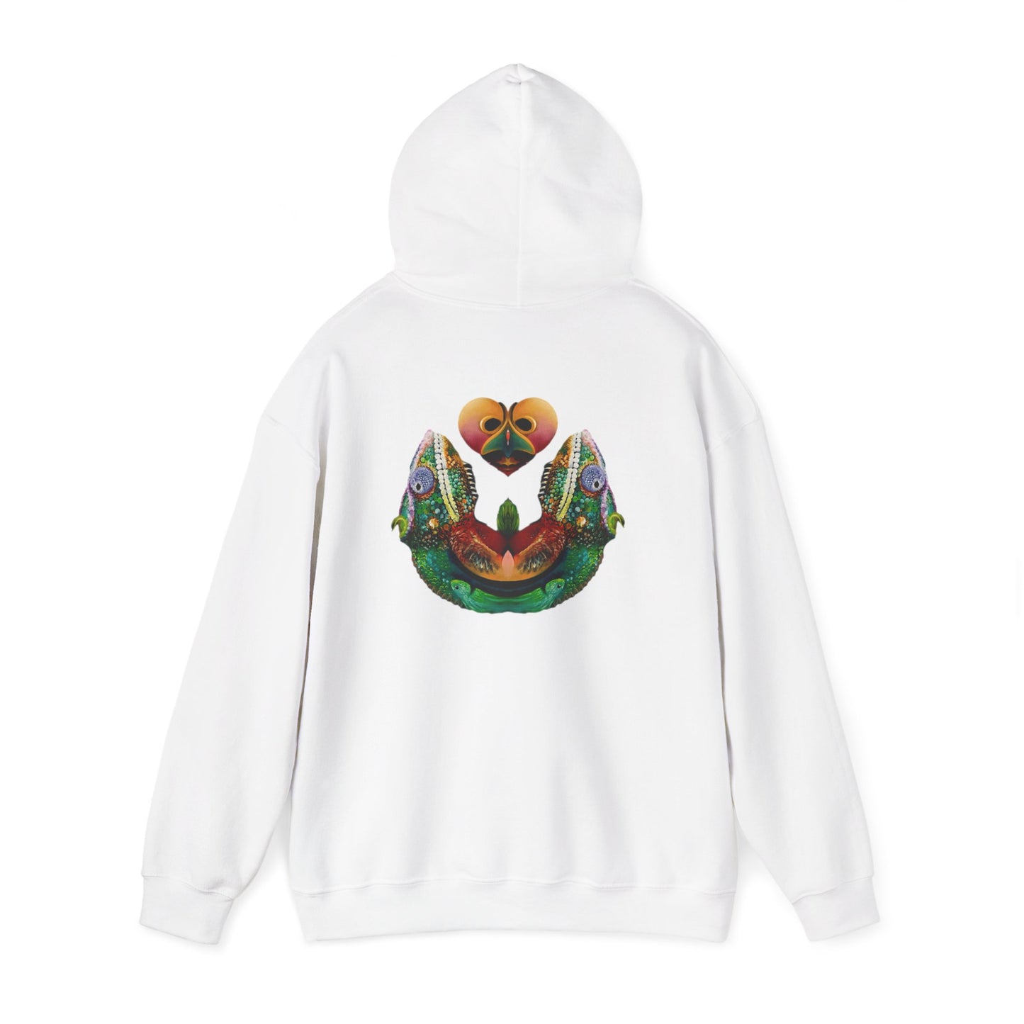 AMRU Minimal Logo Hoodie with Colorful Symmetry Back Art