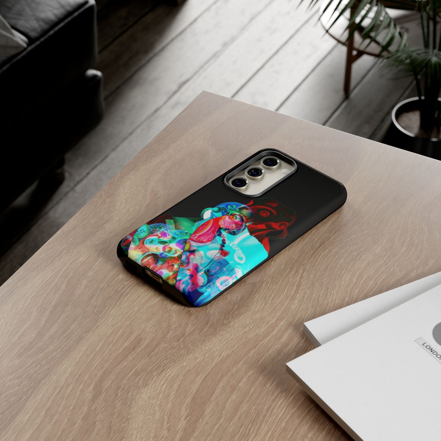 Protective Phone Case — Trippy Neon Abstract Skull Design