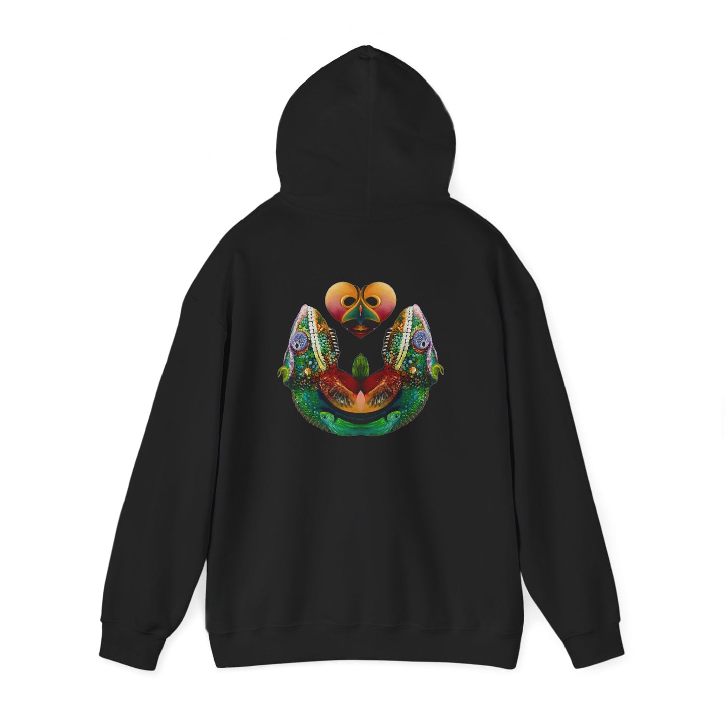 AMRU Minimal Logo Hoodie with Colorful Symmetry Back Art