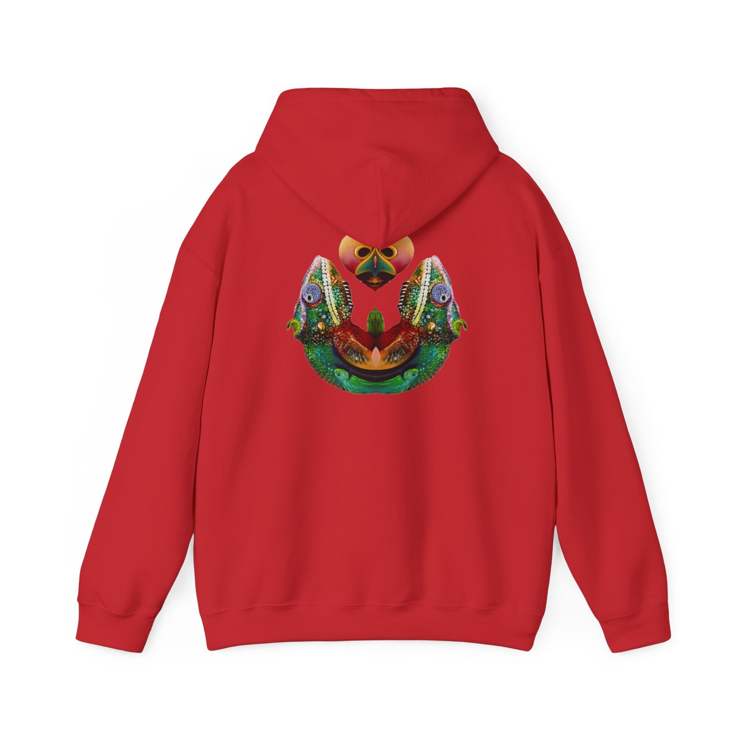 AMRU Minimal Logo Hoodie with Colorful Symmetry Back Art