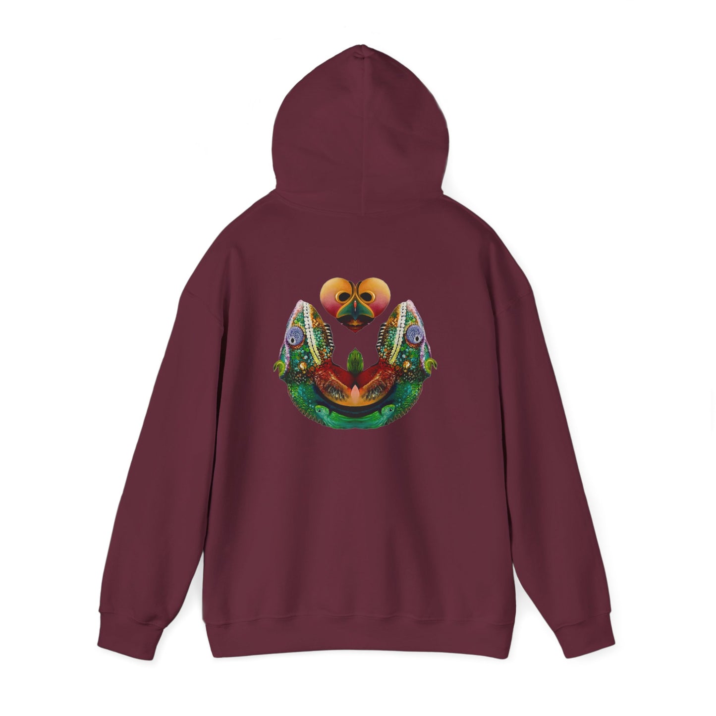 AMRU Minimal Logo Hoodie with Colorful Symmetry Back Art