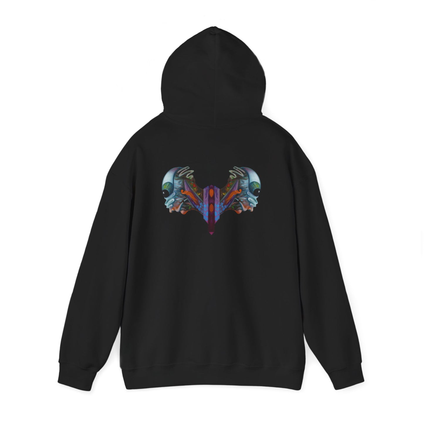 AMRU Minimal Logo Hoodie — Artistic Skull Wing Back Graphic Pullover