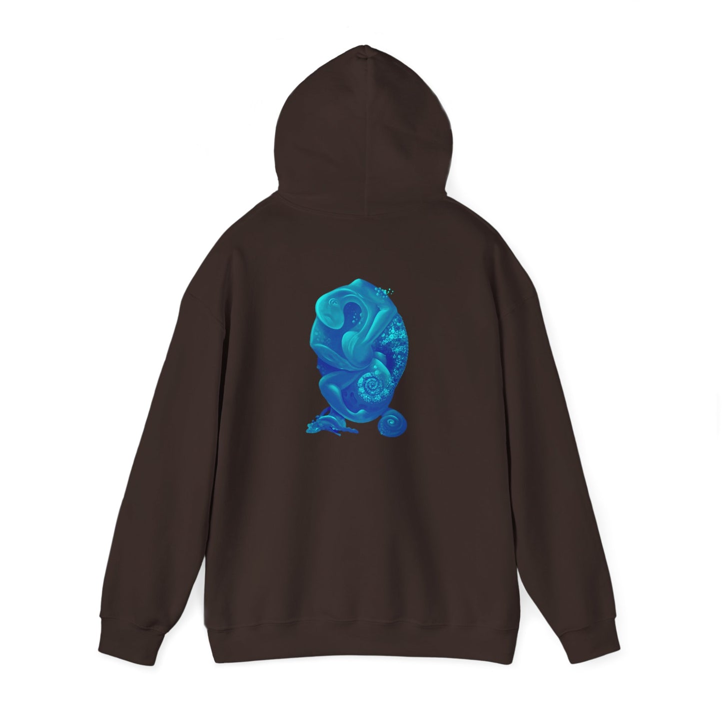 AMRU Minimal Logo Hoodie with Blue Abstract Art Back – Modern Streetwear Pullover